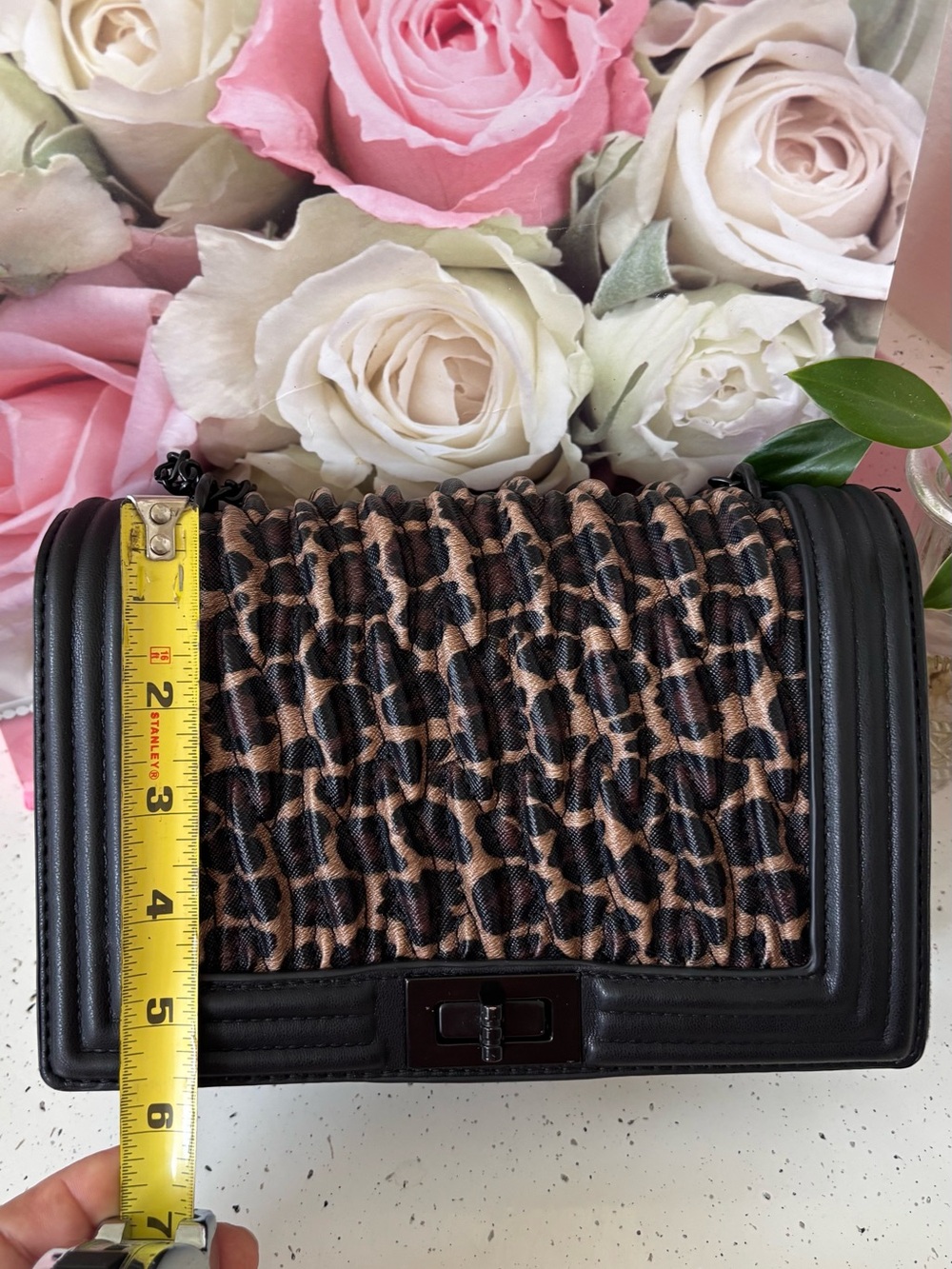 Black and Leopard Print Crossbody Shoulder Bag - Picture 5 of 6
